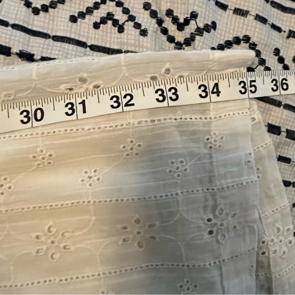 American Eagle Cream Lace Eyelet Smock Cropped Cotton Wide Leg Pant Cottagecore - Picture 15 of 15